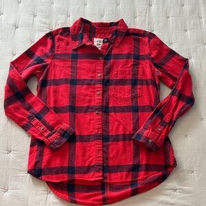 💙 5 for $20 - Red and Navy blue Plaid flannel shirt